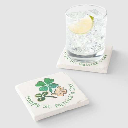 Lucky Shamrock Clover Happy St. Patrick's day Stenen Onderzetter (Zijkant)