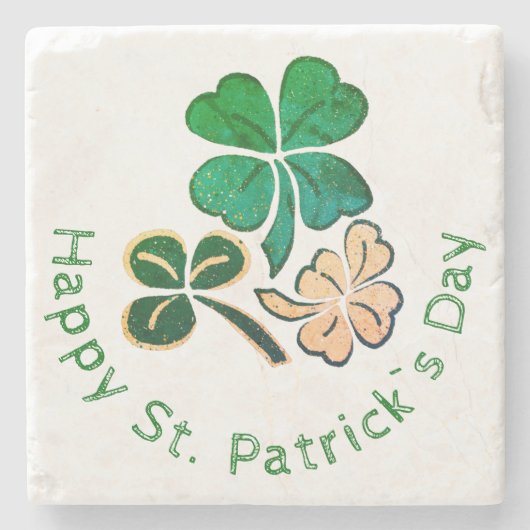 Lucky Shamrock Clover Happy St. Patrick's day Stenen Onderzetter (Voorkant)