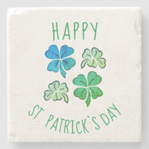 Lucky Shamrock Clover Happy St. Patrick's day Ston Stenen Onderzetter