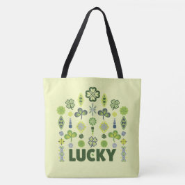 Lucky Shamrock Clover minimaal patroon geel Tote Bag