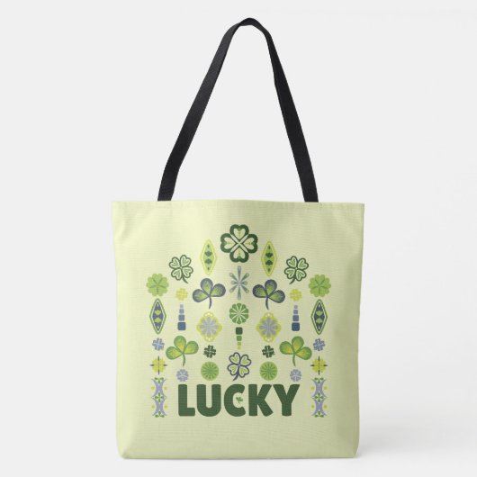 Lucky Shamrock Clover minimaal patroon geel Tote Bag (Voorkant)