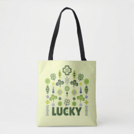Lucky Shamrock Clover minimaal patroon geel Tote Bag
