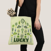Lucky Shamrock Clover minimaal patroon geel Tote Bag (Dichtbij)
