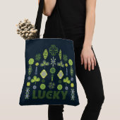 Lucky Shamrock Clover Minimale Patroon Donkerblauw Tote Bag (Dichtbij)