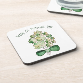 Lucky Shamrock Clover Watercolor Kunst Bier Onderzetter