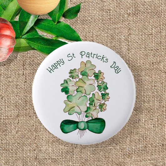 Lucky Shamrock Clover Watercolor Kunst Ronde Button 5,7 Cm
