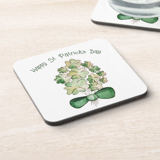 Lucky Shamrock Clover Waterverf Art Bier Onderzetter (Linkerzijde)
