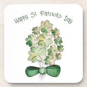Lucky Shamrock Clover Waterverf Art Bier Onderzetter (Voorkant)