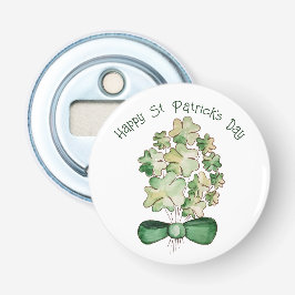 Lucky Shamrock Clover Waterverf Art Button Flesopener