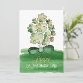 Lucky Shamrock Clover Waterverf Art Feestdagenkaart (Staand voorkant)