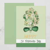 Lucky Shamrock Clover Waterverf Art Feestdagenkaart (Voorkant / Achterkant)