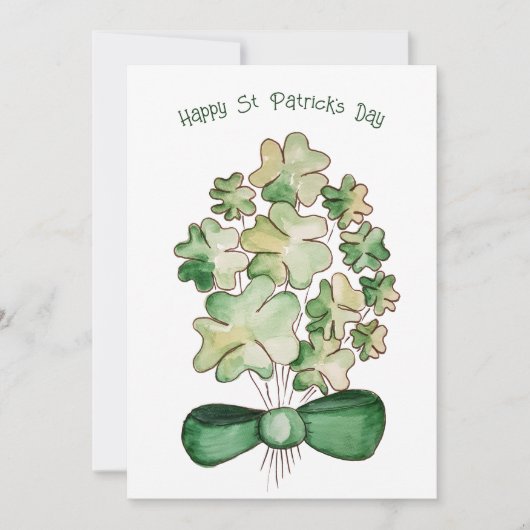 Lucky Shamrock Clover Waterverf Art Feestdagenkaart (Voorkant)