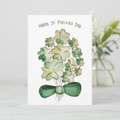 Lucky Shamrock Clover Waterverf Art Feestdagenkaart (Staand voorkant)