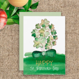 Lucky Shamrock Clover Waterverf Art Feestdagenkaart