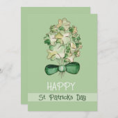 Lucky Shamrock Clover Waterverf Art Feestdagenkaart (Voorkant / Achterkant)