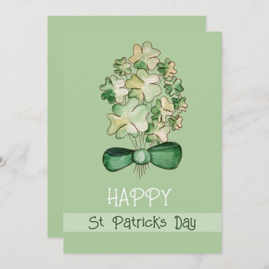 Lucky Shamrock Clover Waterverf Art Feestdagenkaart (Voorkant / Achterkant)