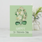 Lucky Shamrock Clover Waterverf Art Feestdagenkaart (Staand voorkant)
