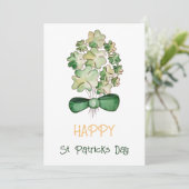 Lucky Shamrock Clover Waterverf Art Feestdagenkaart (Staand voorkant)