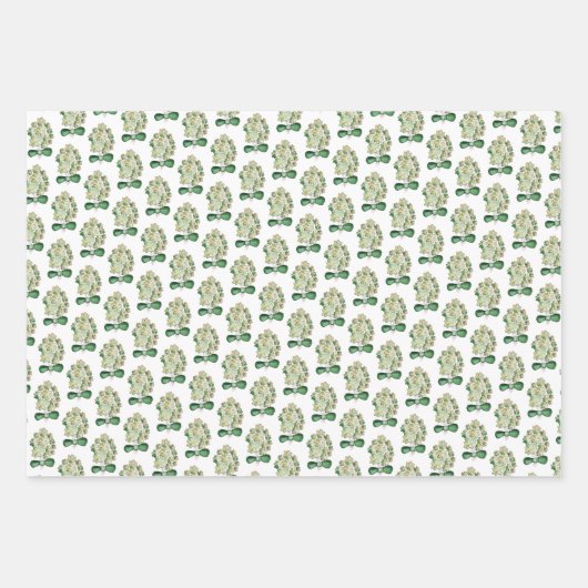 Lucky Shamrock Clover Waterverf Art Inpakpapier Vel (Voorkant)