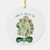 Lucky Shamrock Clover Waterverf Art Keramisch Ornament (Voorkant)