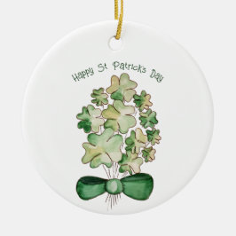 Lucky Shamrock Clover Waterverf Art Keramisch Ornament