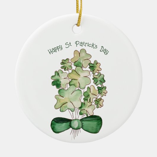 Lucky Shamrock Clover Waterverf Art Keramisch Ornament (Voorkant)