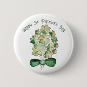Lucky Shamrock Clover Waterverf Art Ronde Button 5,7 Cm (Voorkant)