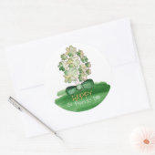Lucky Shamrock Clover Waterverf Art Ronde Sticker (Envelop)