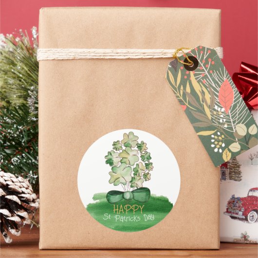 Lucky Shamrock Clover Waterverf Art Ronde Sticker (Feestdagen)