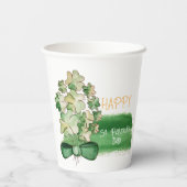 Lucky Shamrock Clover Waterverf Coffee Mok Papieren Bekers (Achterkant)