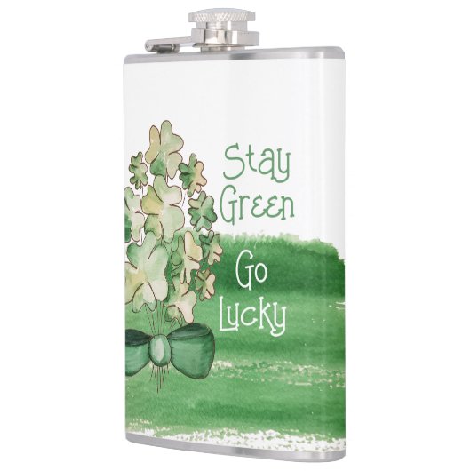 Lucky Shamrock Clover Waterverf Heupfles (Links)
