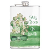 Lucky Shamrock Clover Waterverf Heupfles (Voorkant)