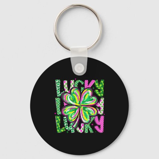Lucky shamrock coquette strik bow st patricks day sleutelhanger (Voorkant)