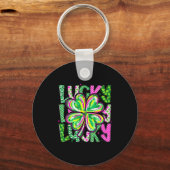 Lucky shamrock coquette strik bow st patricks day sleutelhanger (Voorkant)