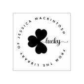 Lucky Shamrock Elementary Custom Name Library Boek Rubberstempel (Afrduk)