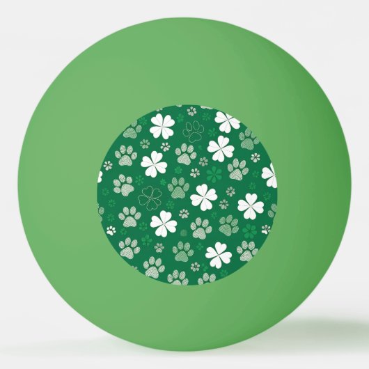 Lucky Shamrock en Paw Print Pingpongbal (Voorkant)