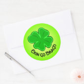 Lucky Shamrock Erin Go Bragh Curved Text Ronde Sticker (Envelop)