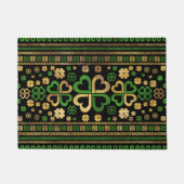 Lucky Shamrock Four-leaf Clover Green en Gold Deurmat (Voorkant)