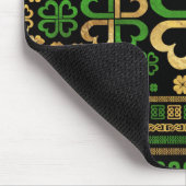 Lucky Shamrock Four-leaf Clover Green en Gold Muismat (Hoek)
