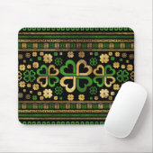Lucky Shamrock Four-leaf Clover Green en Gold Muismat (Met muis)