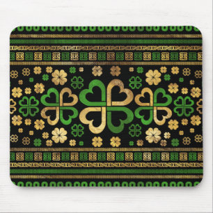 Lucky Shamrock Four-leaf Clover Green en Gold Muismat