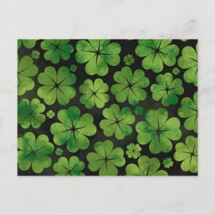 Lucky Shamrock four-leaf Clover Pattern Waterverf Briefkaart