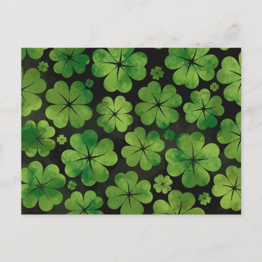 Lucky Shamrock four-leaf Clover Pattern Waterverf Briefkaart (Voorkant)