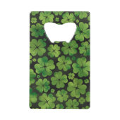 Lucky Shamrock four-leaf Clover Pattern Waterverf Creditkaart Flessenopener (Achterkant)