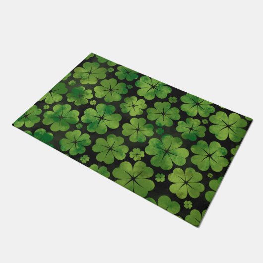 Lucky Shamrock four-leaf Clover Pattern Waterverf Deurmat (Schuin)