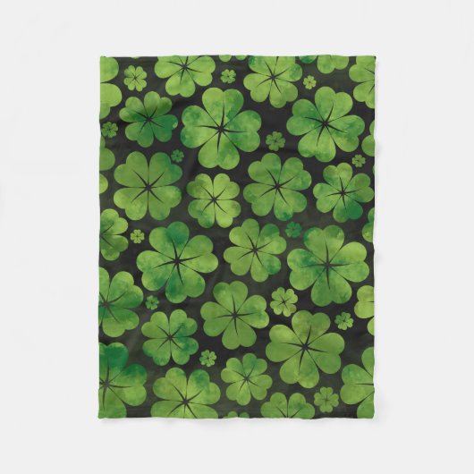 Lucky Shamrock four-leaf Clover Pattern Waterverf Fleece Deken (Voorkant)