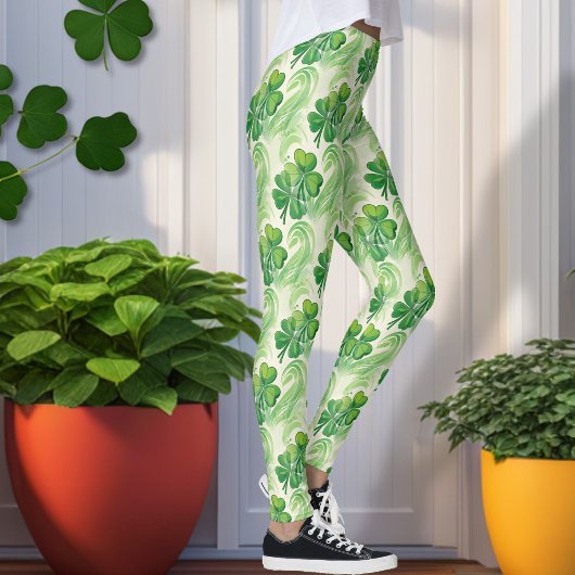 Lucky Shamrock Four Leaf Clover St Patricks Day Leggings