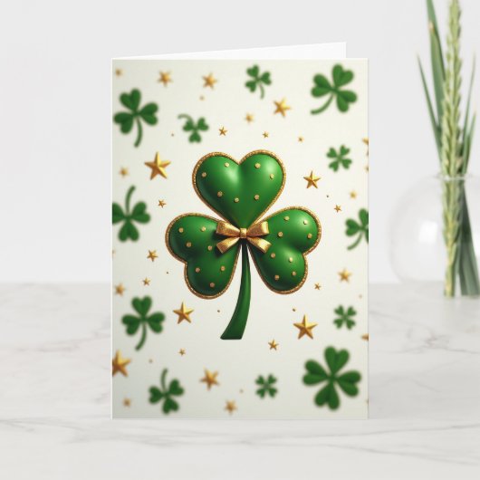 Lucky Shamrock Gold Sparkle Kaart (Voorkant)