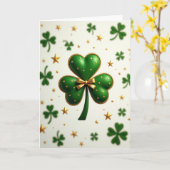 Lucky Shamrock Gold Sparkle Kaart (Gele Bloem)
