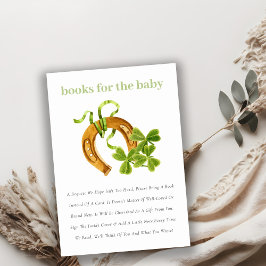 Lucky Shamrock Green Books for Baby shower Informatiekaartje